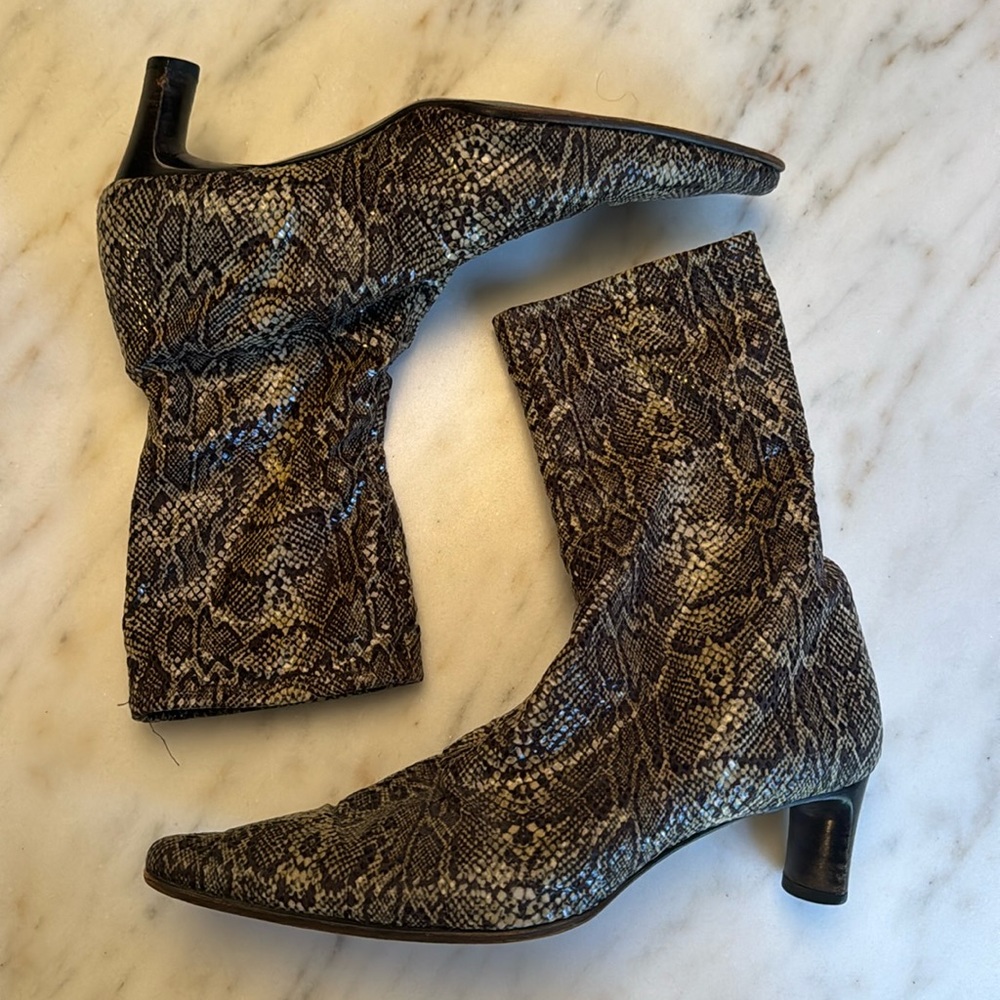 Bruno Magli Mati Heeled Snakeskin Ankle Boots